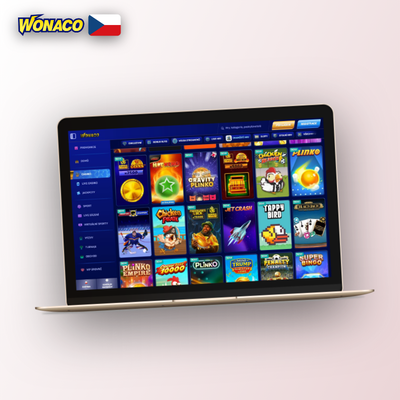 Webová verze Wonaco Casino v prohlížeči na monitoru počítače