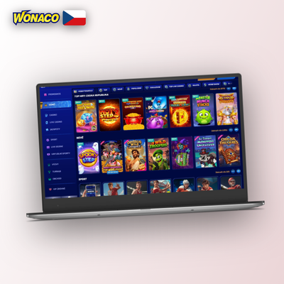 Wonaco Casino desktop aplikace pro Windows a macOS na notebooku